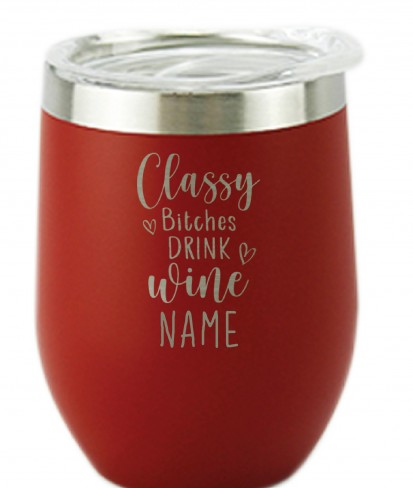 Drink Wine Red, Personalised Insulated, Stainless Steel Tumbler with Lid
